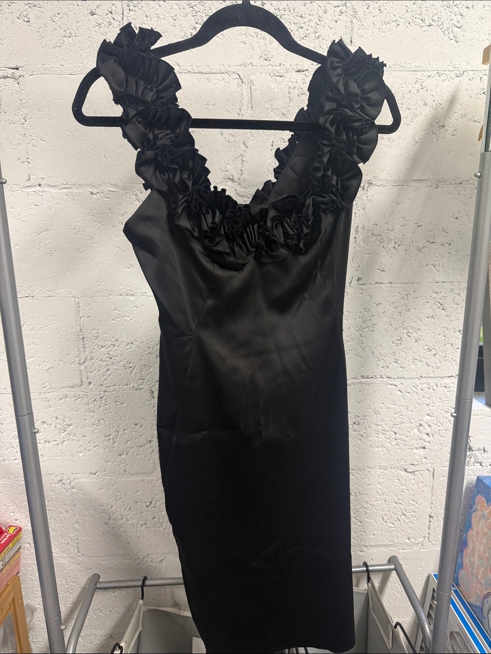 Elegant Black Floral-Trim Dress White House Black Market Size 0 Formal NWT